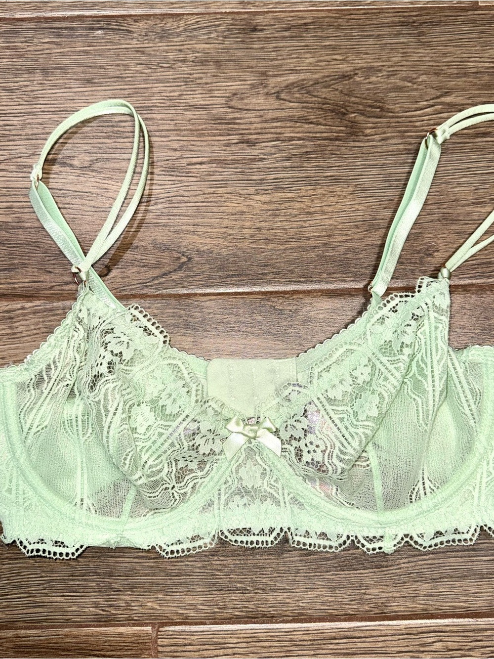 Savage Fenty Underwire Bralette Mint Light Green Lace 34D Woman’s Deco Bralette